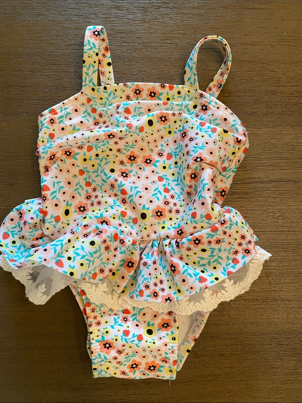 Cat & Jack Pink Floral Ruffle One-Piece Swimsuit